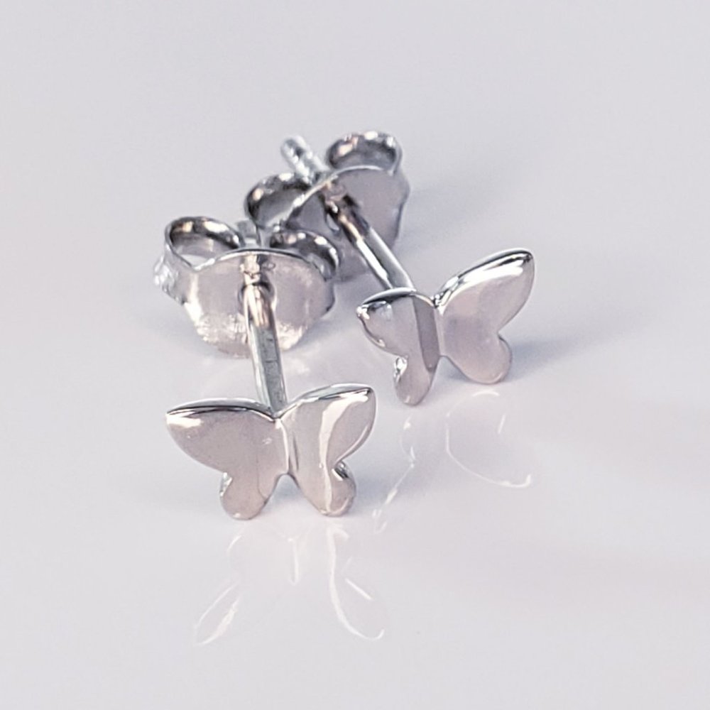 New 18K Gold Plated 925 Silver Butterfly Stud Earrings